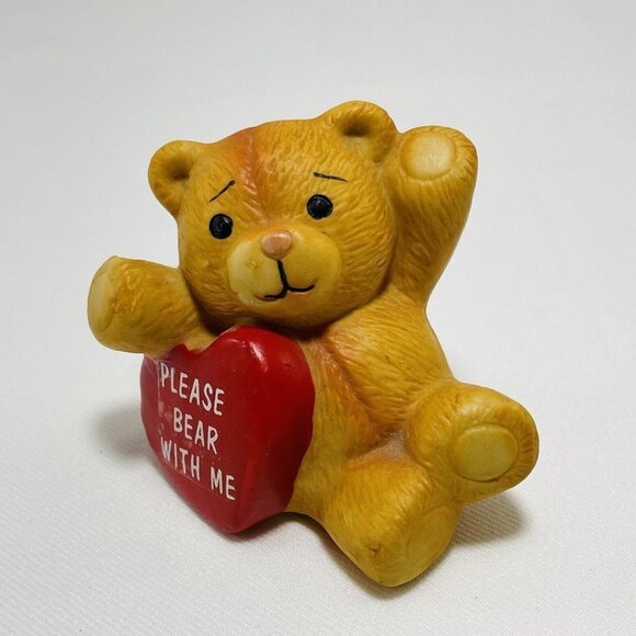Vintage Figurine Bear With Me 2” Love Red Heart Forgive Sorry Apology Patience - Picture 2 of 9
